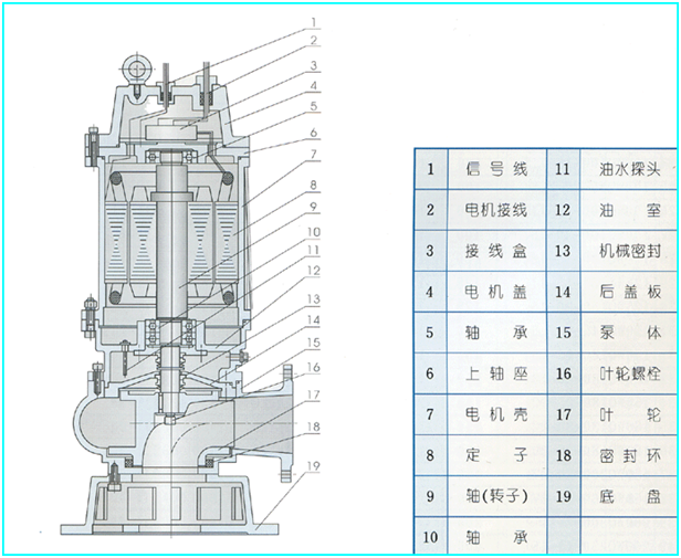 大東海泵業(yè)WQ潛水無堵塞排污泵結(jié)構(gòu)圖